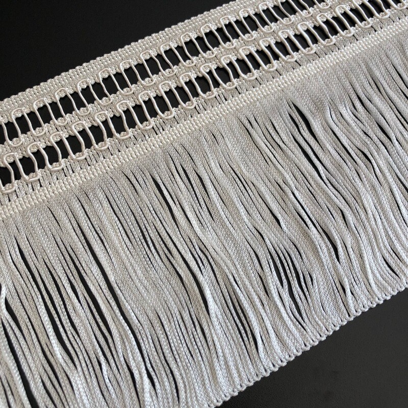 Franja com Duplo Ponto Palito - Off White - 18 cm 